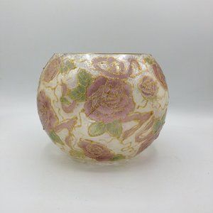 Rose Ribbon on a 6" Bubble Bowl